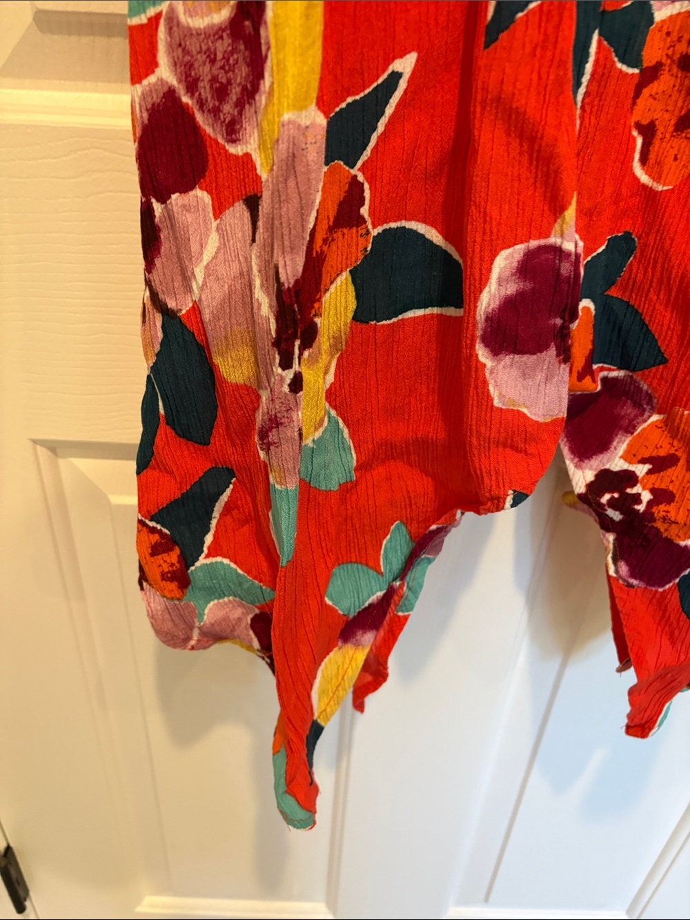 Maurices Red Floral Tie-Strap Handkerchief Hem Dress - Picture 4 of 8